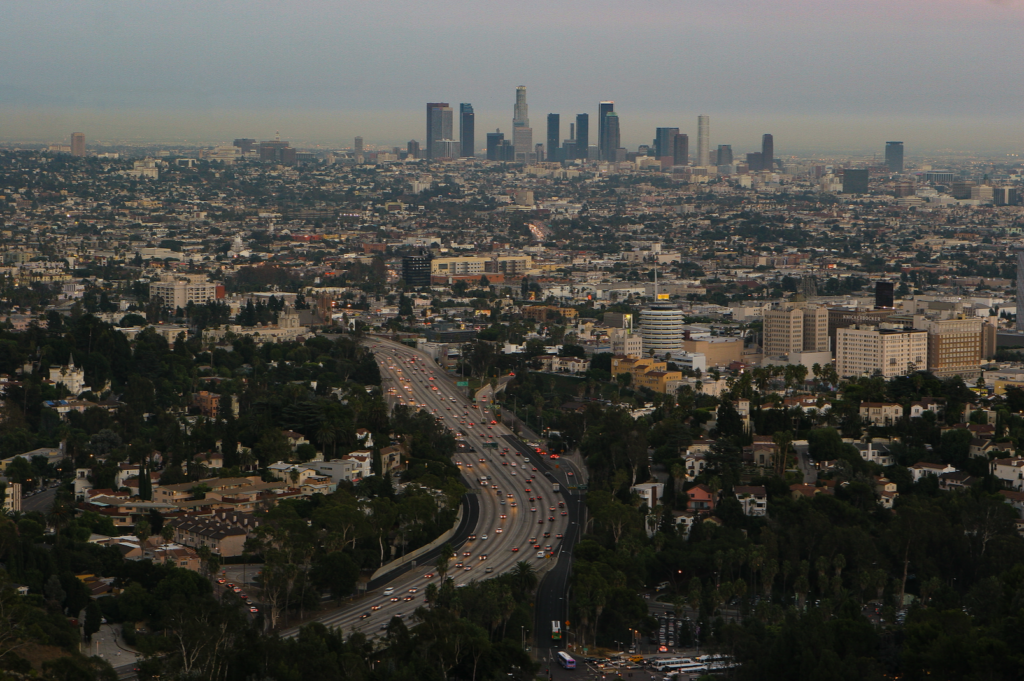 view of downtown LA from Mulholland Highway 